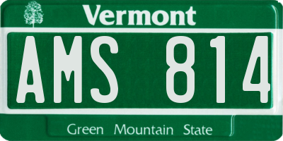 VT license plate AMS814