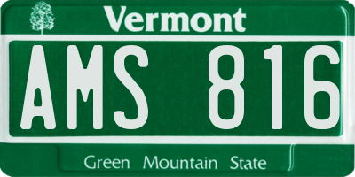 VT license plate AMS816