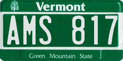 VT license plate AMS817