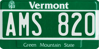 VT license plate AMS820