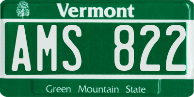 VT license plate AMS822