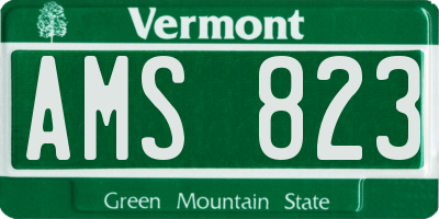 VT license plate AMS823