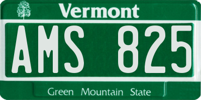 VT license plate AMS825