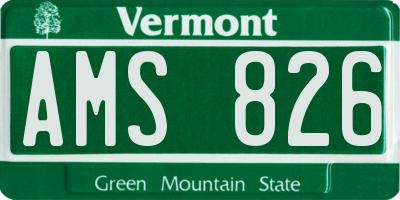 VT license plate AMS826