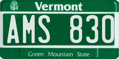 VT license plate AMS830