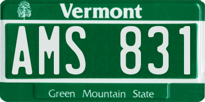 VT license plate AMS831