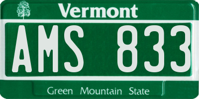 VT license plate AMS833
