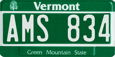 VT license plate AMS834