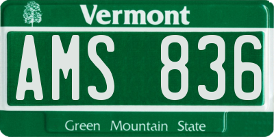 VT license plate AMS836