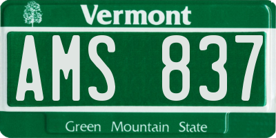VT license plate AMS837