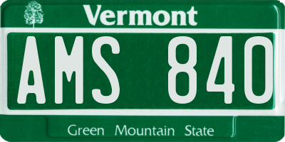 VT license plate AMS840