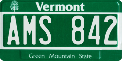 VT license plate AMS842