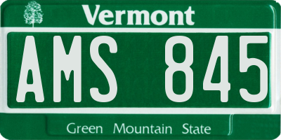 VT license plate AMS845