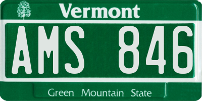 VT license plate AMS846