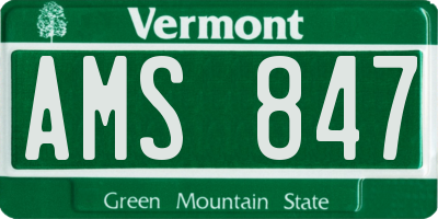 VT license plate AMS847