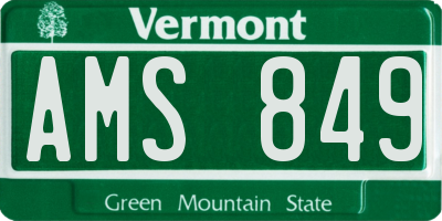 VT license plate AMS849