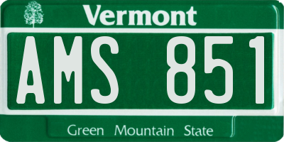 VT license plate AMS851