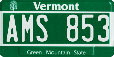 VT license plate AMS853