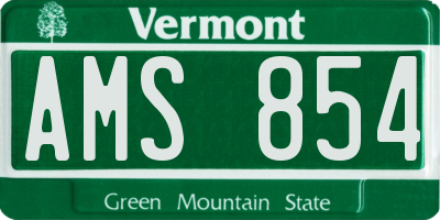 VT license plate AMS854