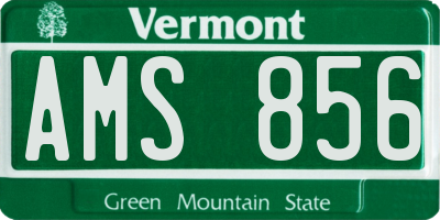 VT license plate AMS856