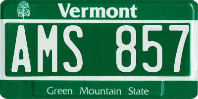 VT license plate AMS857