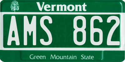 VT license plate AMS862