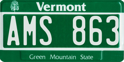VT license plate AMS863