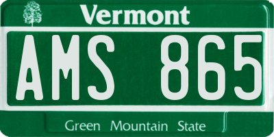 VT license plate AMS865