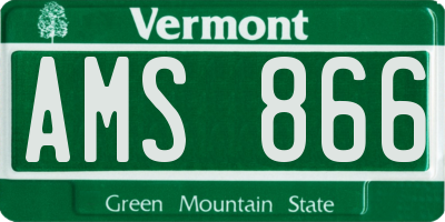 VT license plate AMS866
