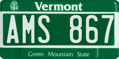 VT license plate AMS867