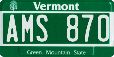 VT license plate AMS870