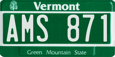 VT license plate AMS871