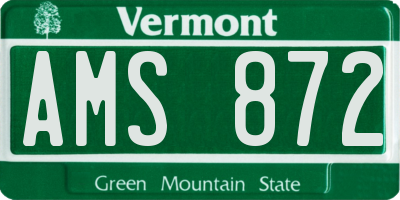VT license plate AMS872