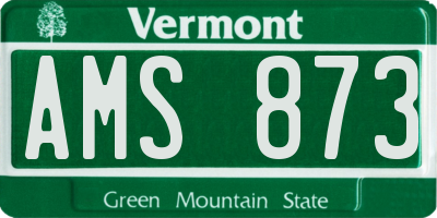 VT license plate AMS873