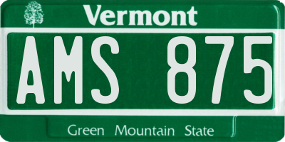 VT license plate AMS875