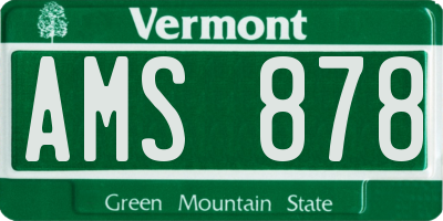 VT license plate AMS878