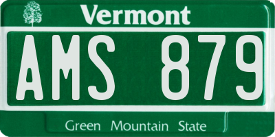 VT license plate AMS879