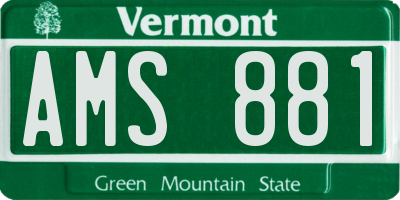 VT license plate AMS881