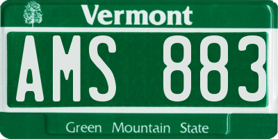 VT license plate AMS883