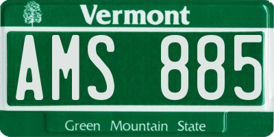 VT license plate AMS885