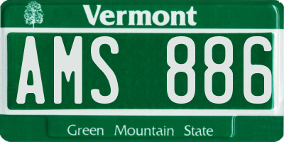 VT license plate AMS886