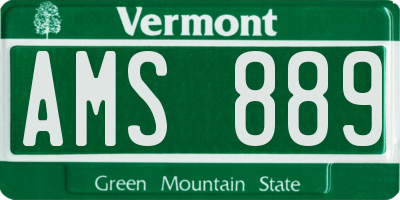 VT license plate AMS889