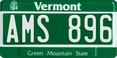VT license plate AMS896