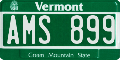 VT license plate AMS899
