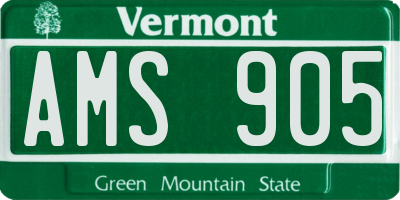VT license plate AMS905