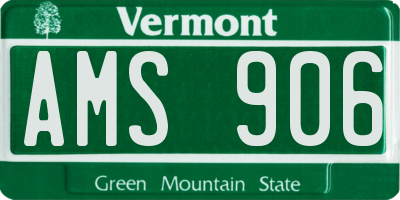 VT license plate AMS906