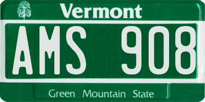 VT license plate AMS908