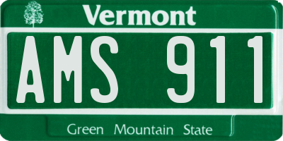 VT license plate AMS911