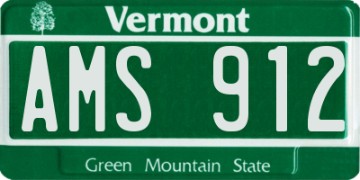 VT license plate AMS912