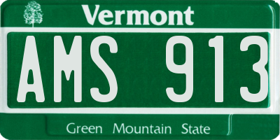 VT license plate AMS913